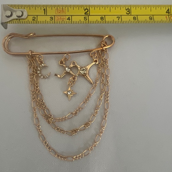 tassel chain BROOCH cristal zirconia Lapel Pin - Picture 7 of 7